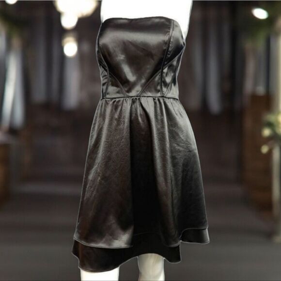 Hailey Adrianna Papell Satin Embossed Formal Dress Prom Party Club Strapless - Picture 12 of 12